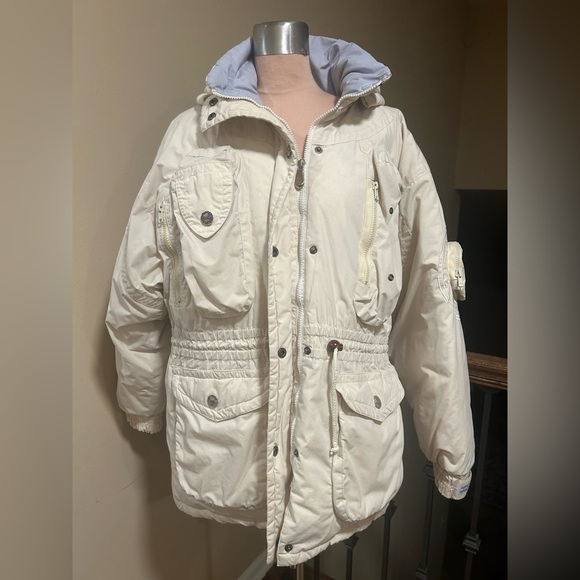 Triple F.A.T. Goose Vintage Cream Down Parka Hooded Winter Jacket Size Small - Picture 3 of 10